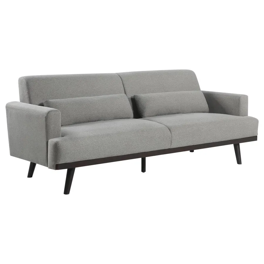 Rialto Upholstered Sofa with Track Arms Sharkskin And Dark Brown