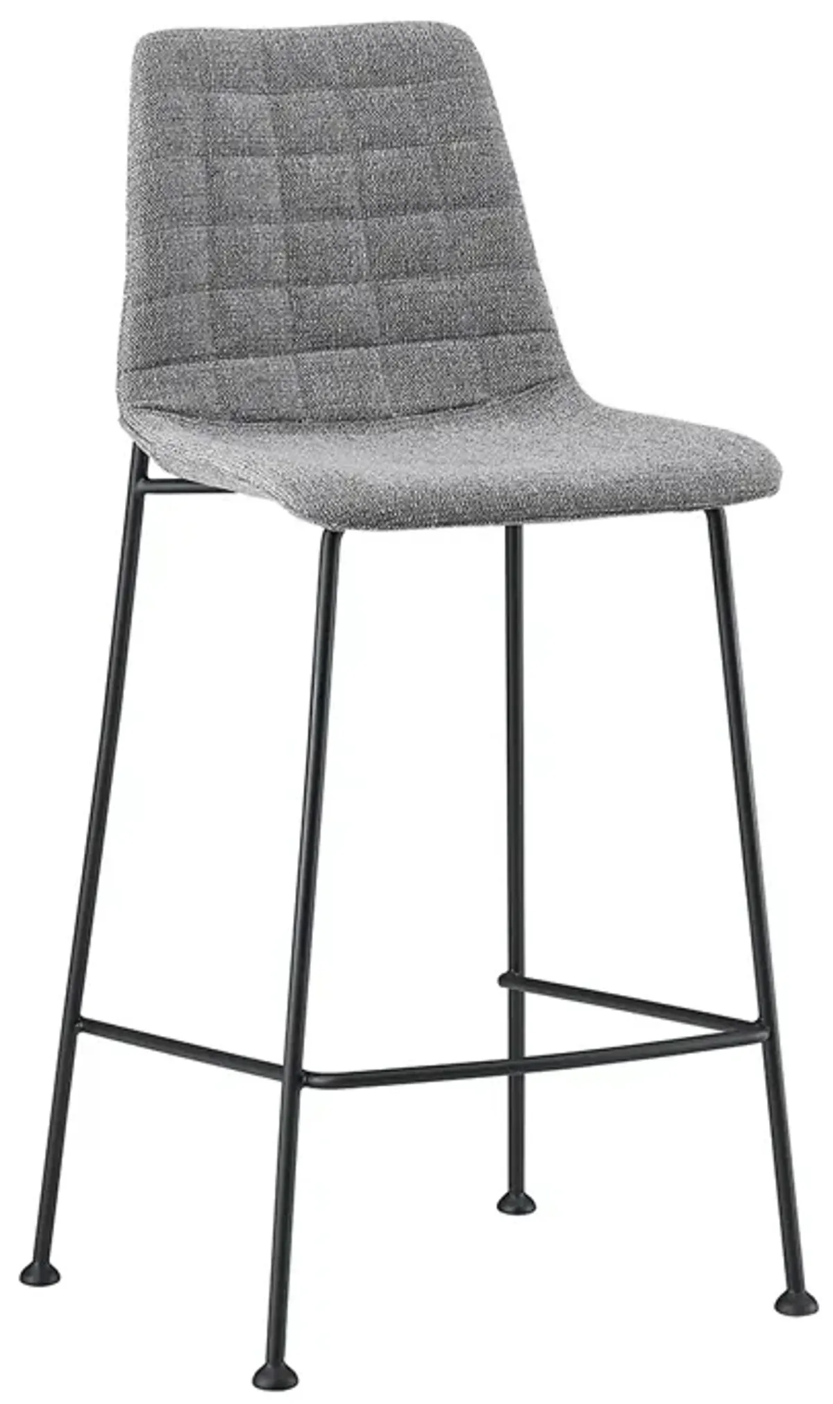 Elma-C Counter Stool In Light Gray Fabric with Matte Black Frame and Legs - Set Of 2