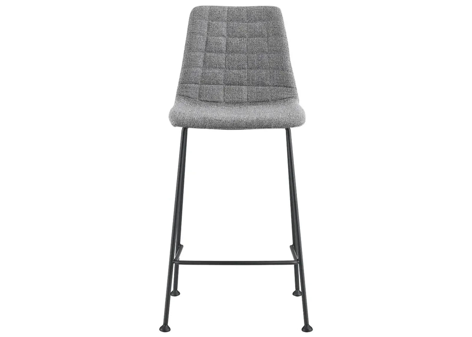 Elma-C Counter Stool In Light Gray Fabric with Matte Black Frame and Legs - Set Of 2