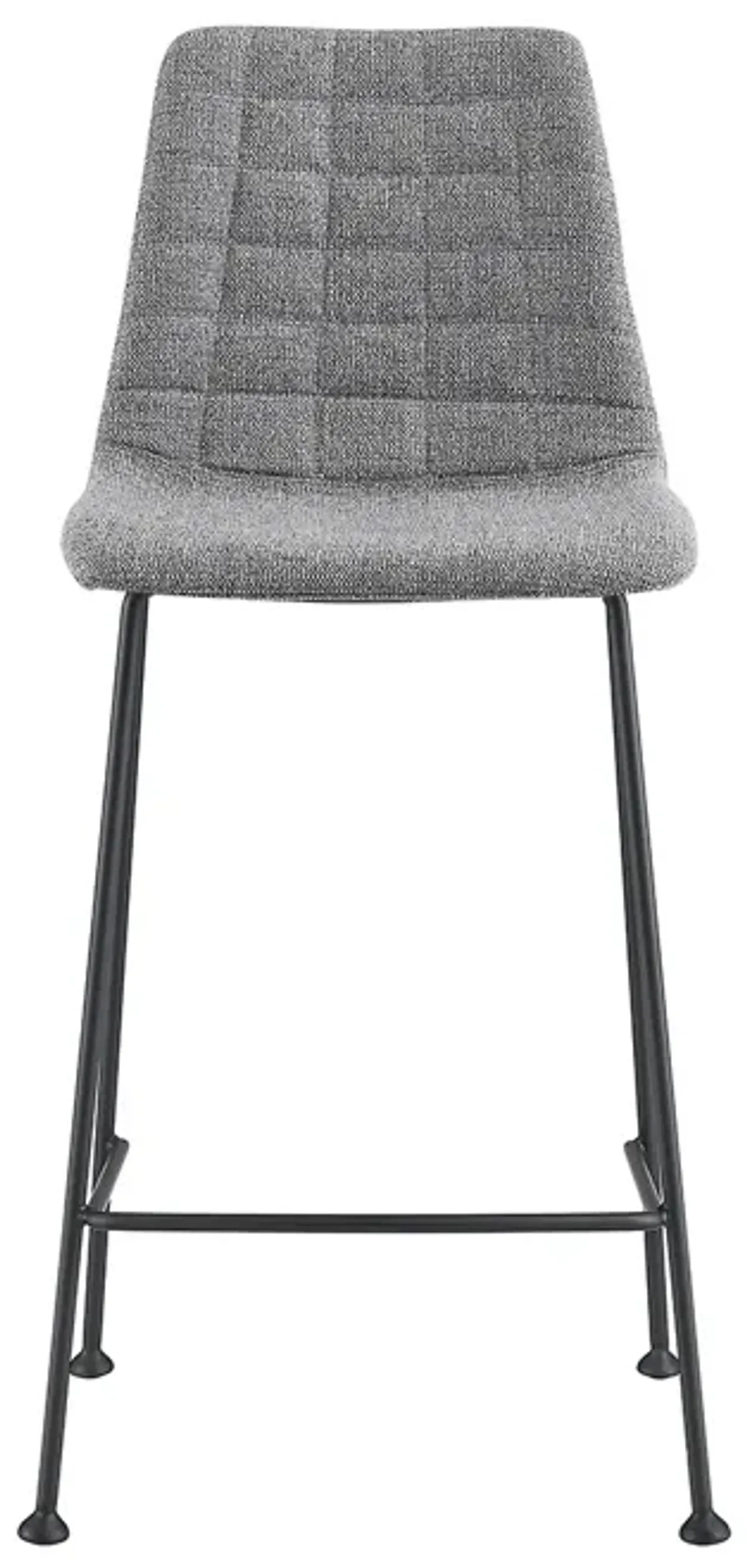 Elma-C Counter Stool In Light Gray Fabric with Matte Black Frame and Legs - Set Of 2