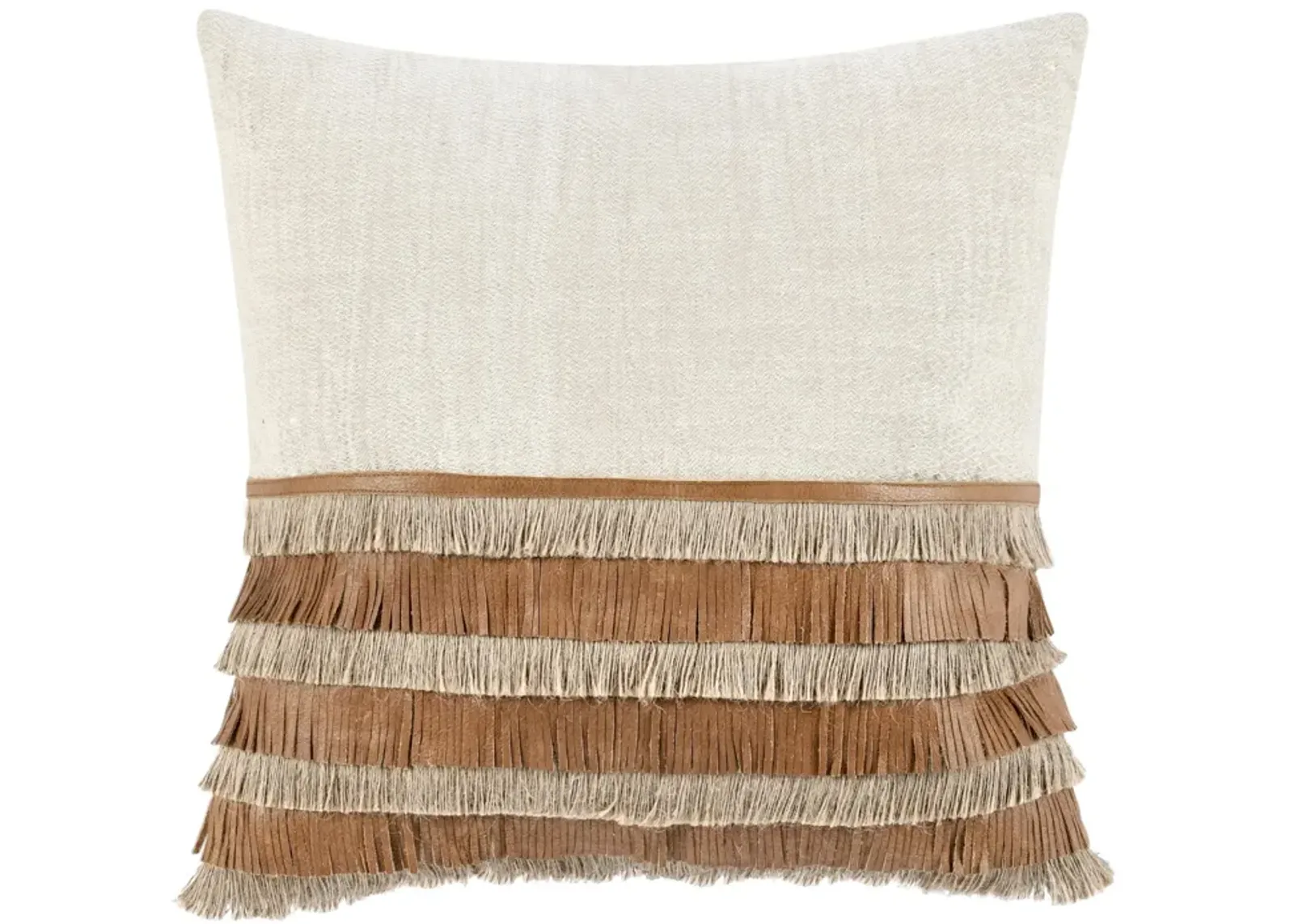 Casa 20" Cotton Throw Pillow, Chestnut/Natural