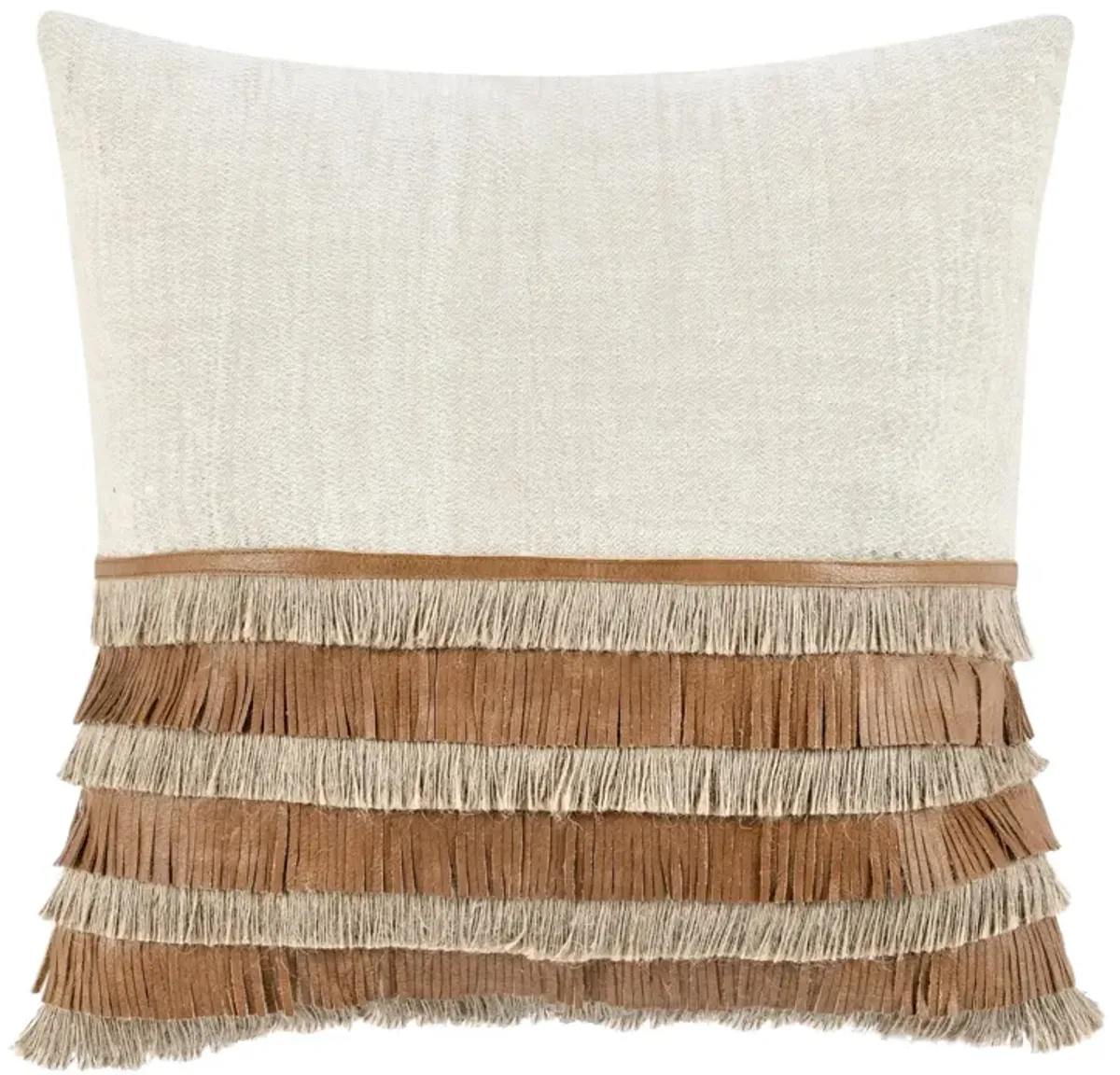 Casa 20" Cotton Throw Pillow, Chestnut/Natural