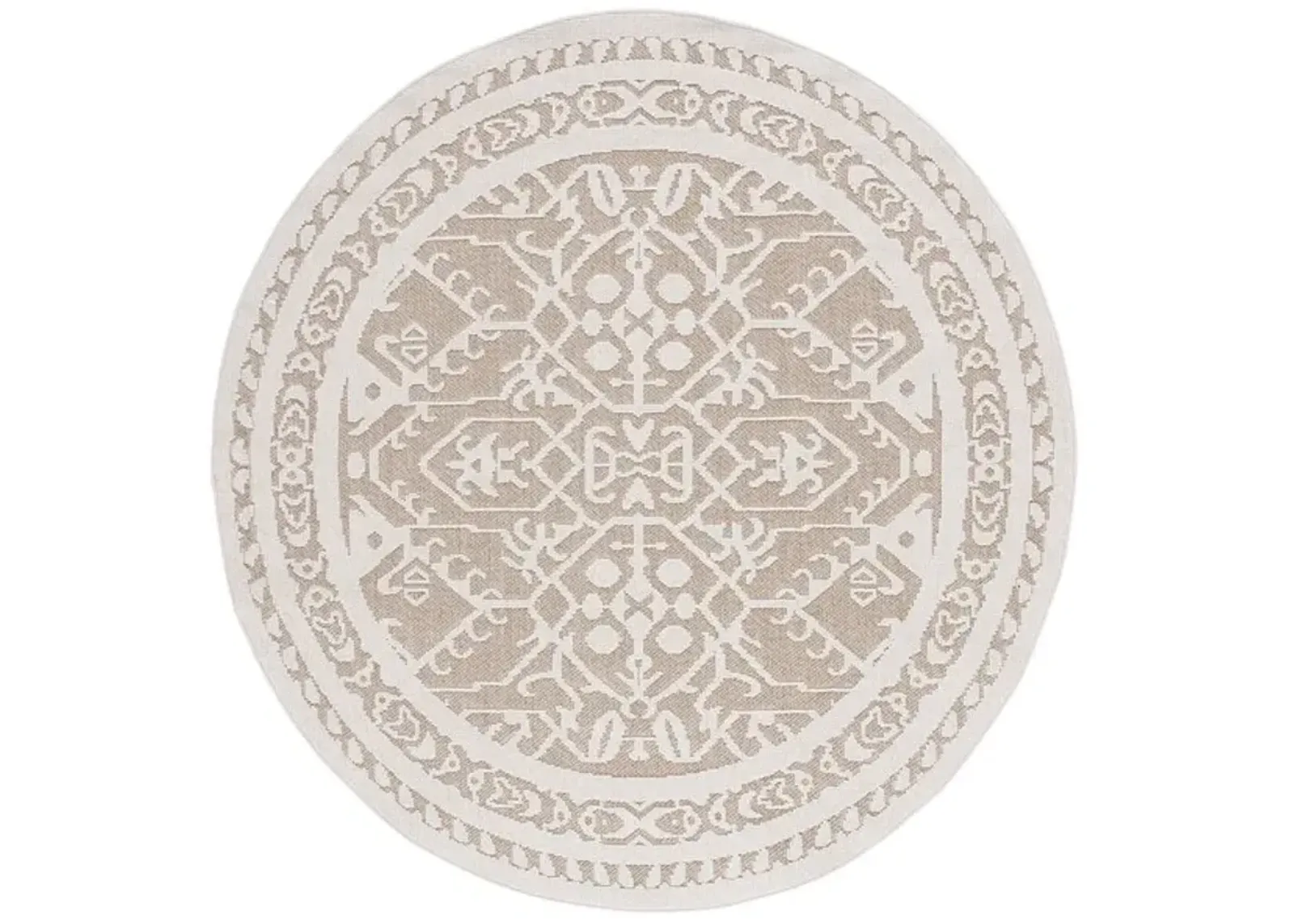 GLOBAL 222 Beige 6'-7' X 6'-7' Round Round Rug