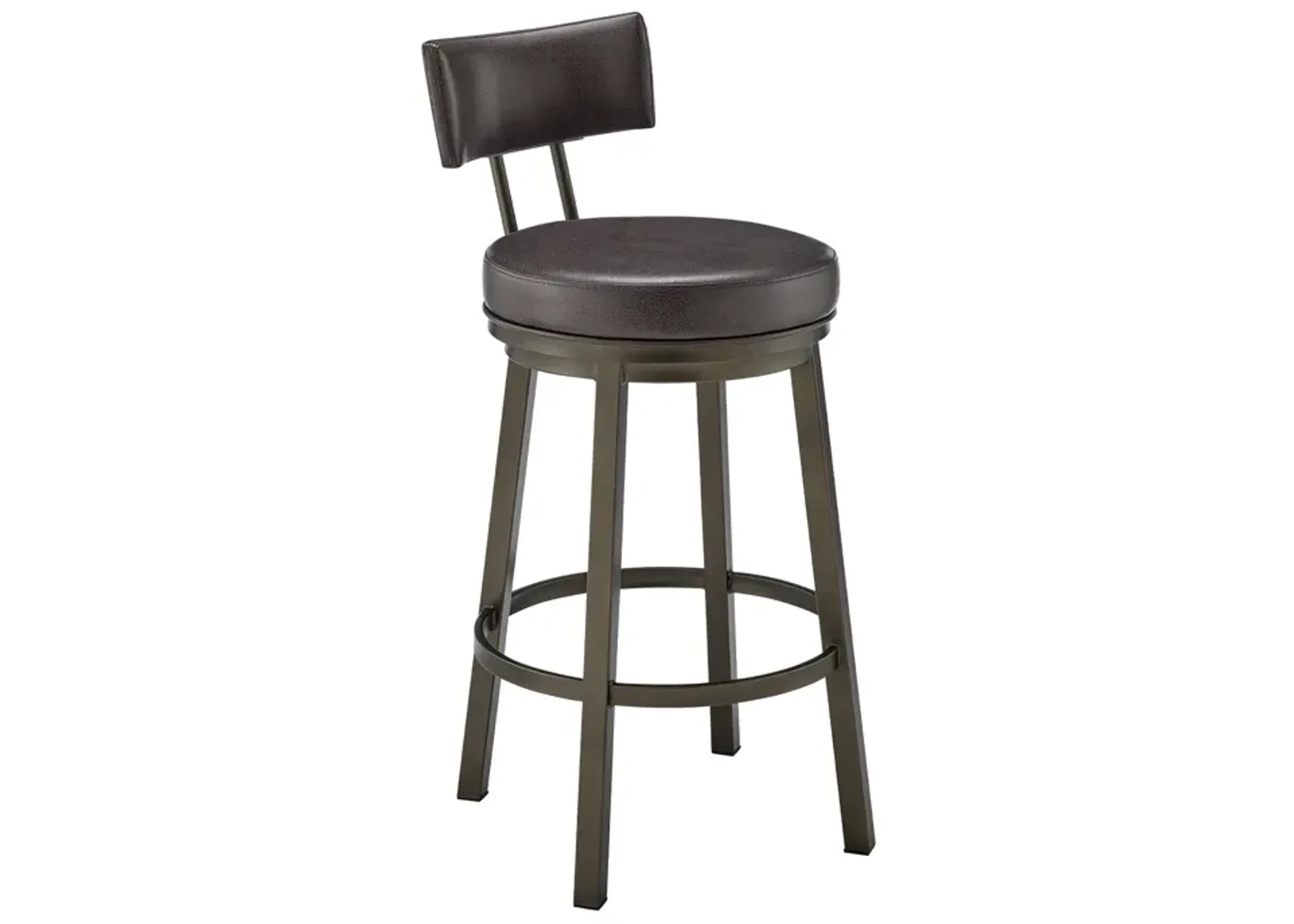 Dalza Swivel Counter or Bar Stool in Mocha Finish with Brown Faux Leather