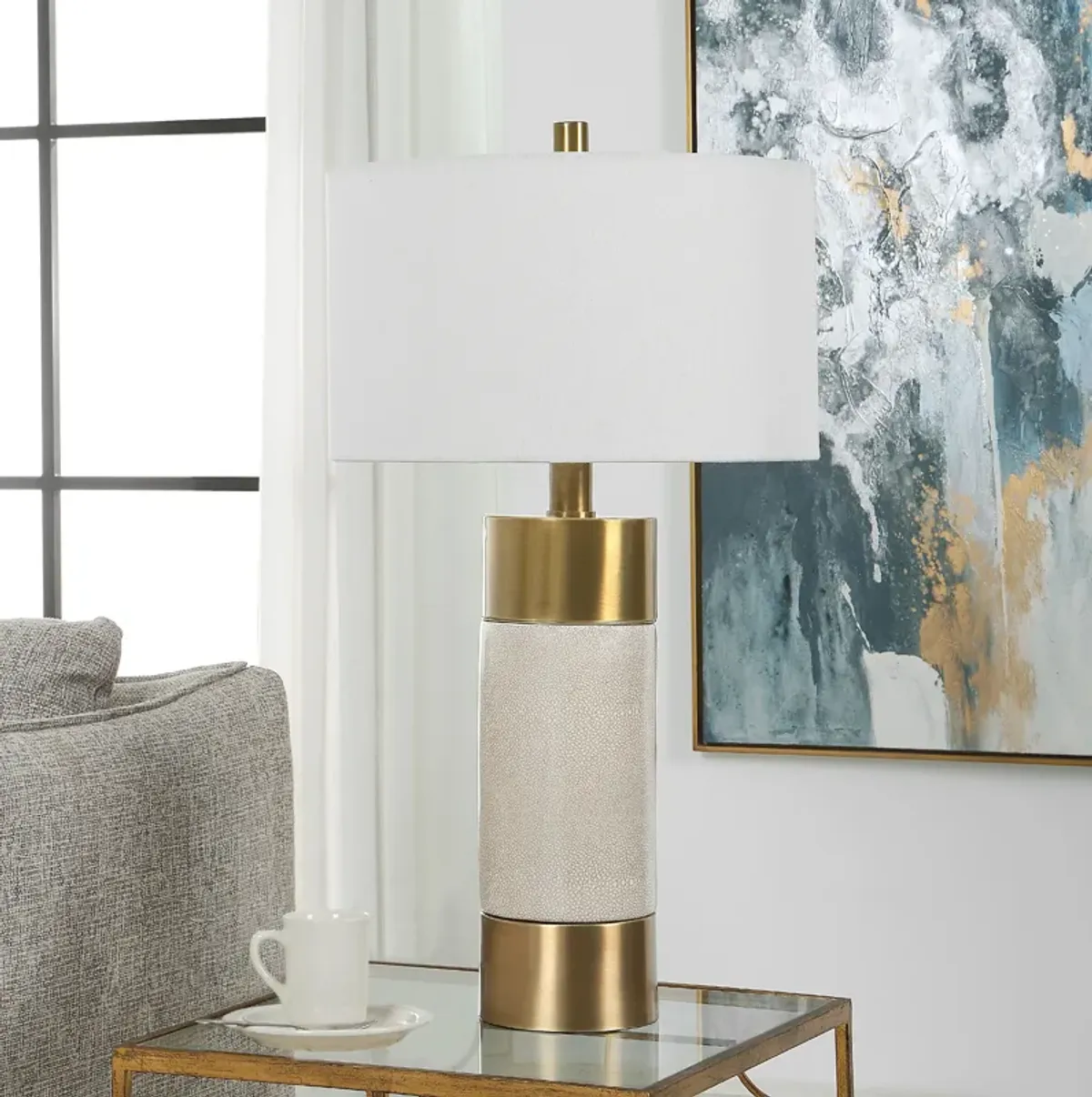 Adelia Ivory & Brass Table Lamp