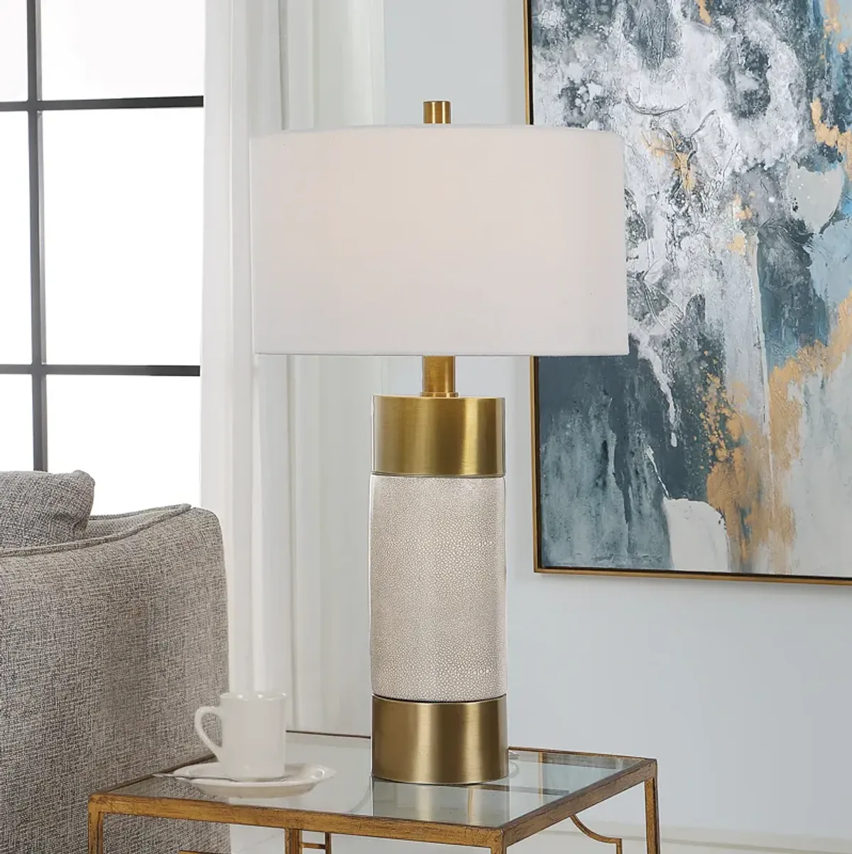 Adelia Ivory & Brass Table Lamp