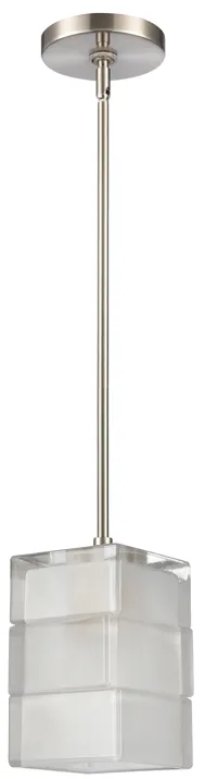 Ice Blocks 6" Wide 1-Light Mini Pendant - Satin Nickel