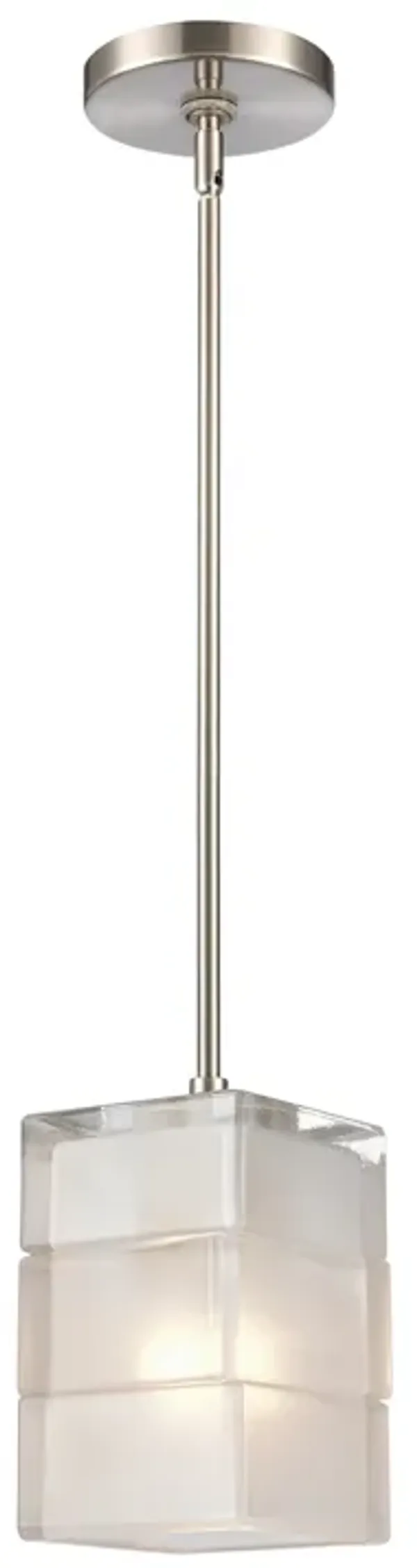 Ice Blocks 6" Wide 1-Light Mini Pendant - Satin Nickel