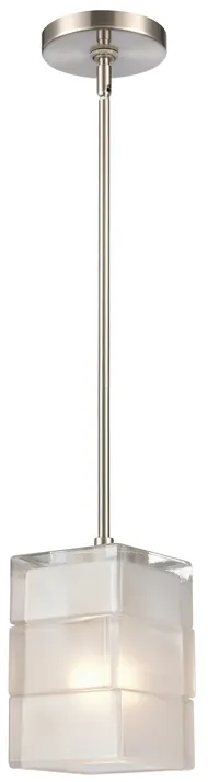 Ice Blocks 6" Wide 1-Light Mini Pendant - Satin Nickel