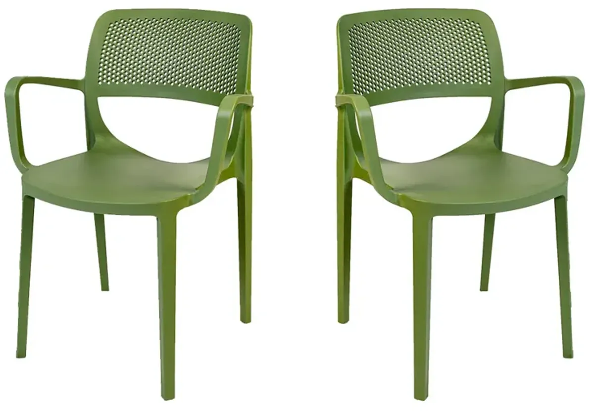 Mila Set of 4 Stackable Armchair-Green