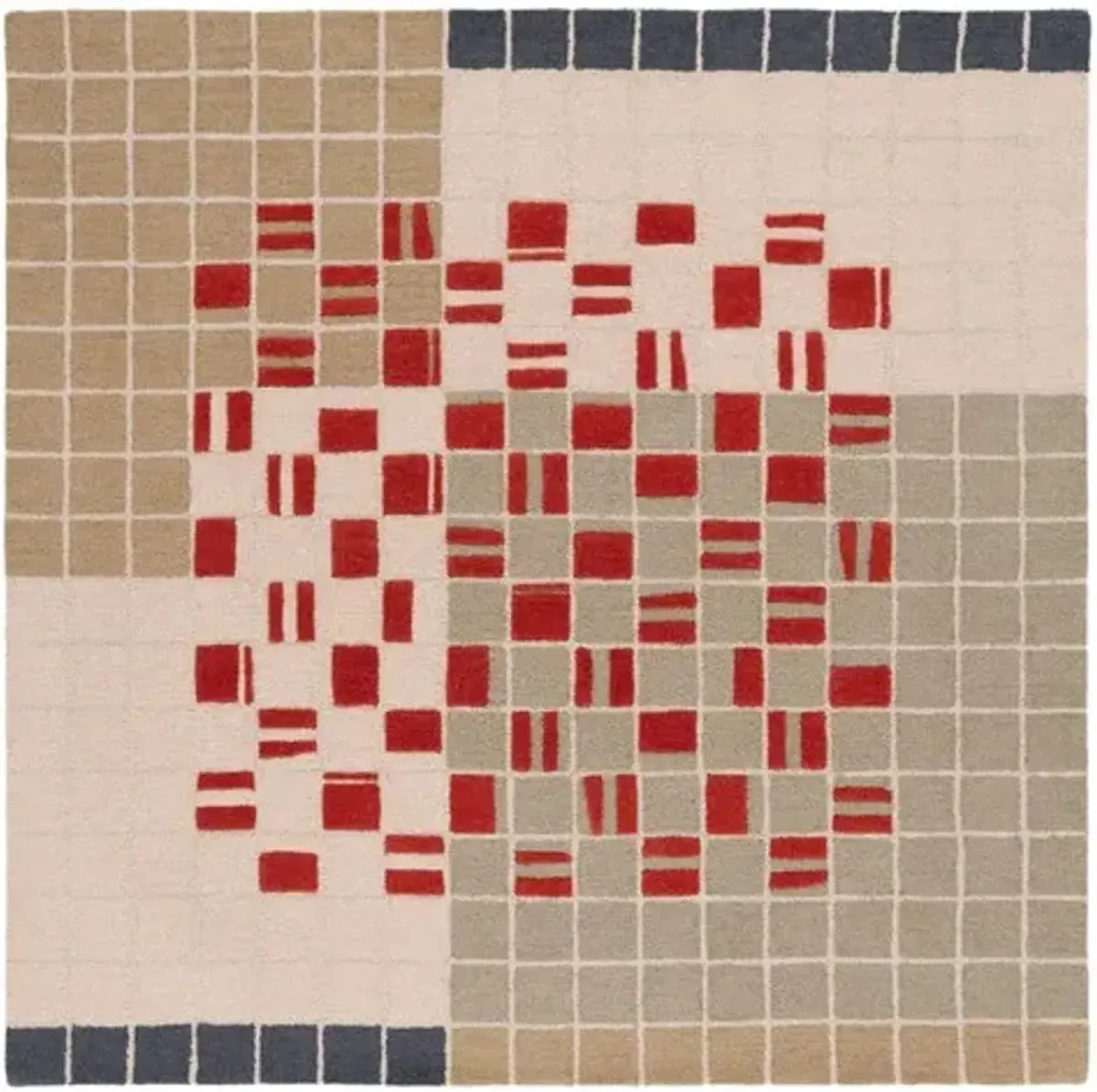 GENRE 206 CHECKERED Grey  6' X 6' Square Square Rug