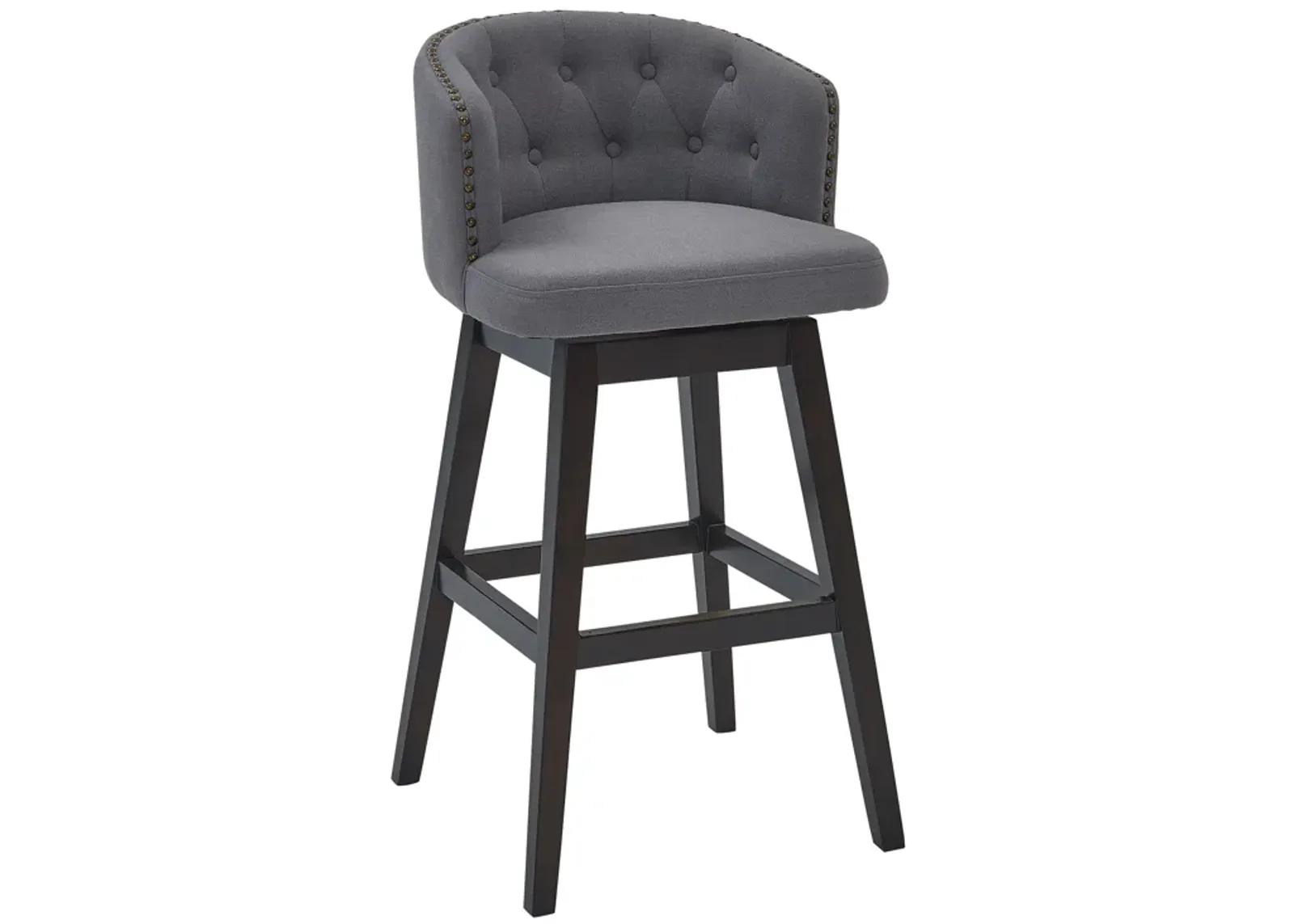 Celine 26" Counter Height Swivel Grey Fabric and Espresso Wood Bar Stool