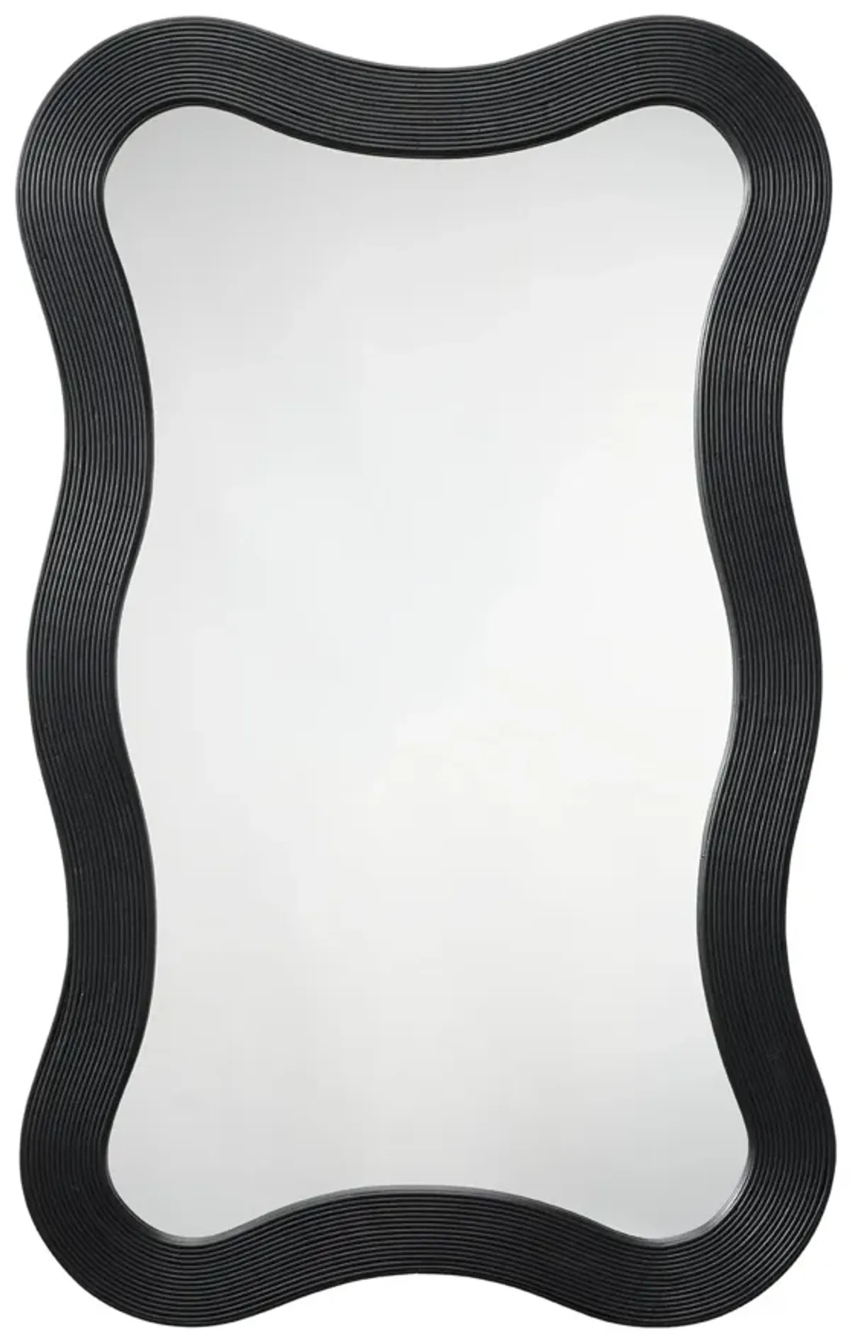 Deli Wavy Bamboo Wall Mirror, Black