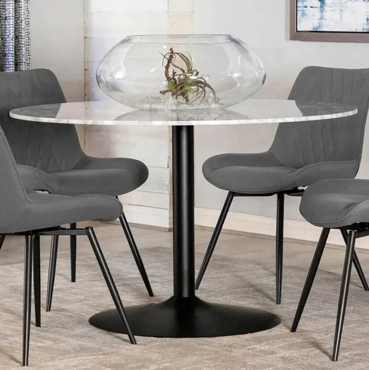 Amersham round Dining Table White And Matte Black