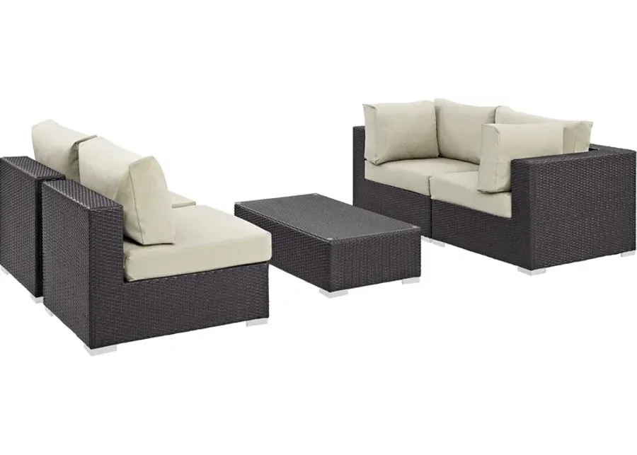 Convene 5 Piece Outdoor Patio Sectional Set