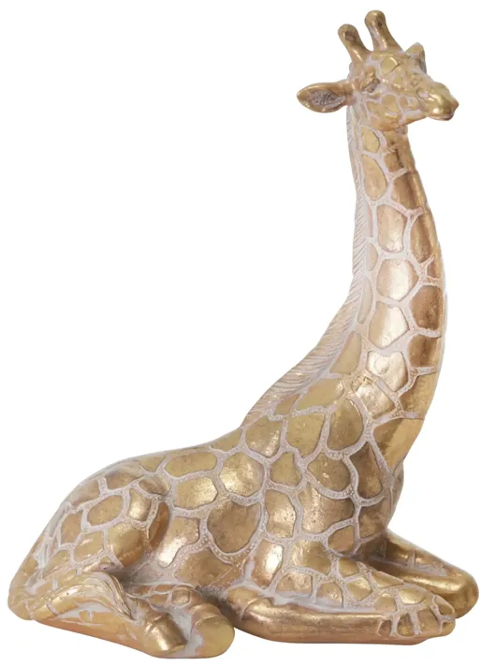 Resin 10" Sitting Giraffe , Gold