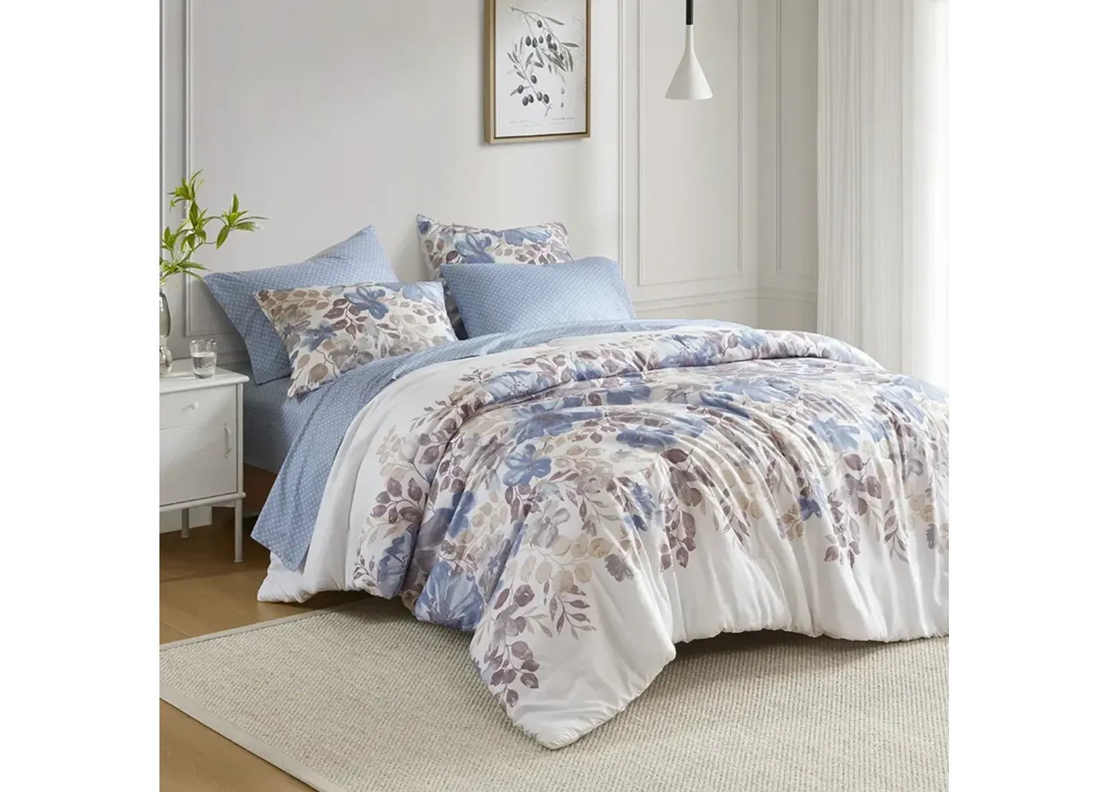 Floral Comforter Set with Bed Sheets