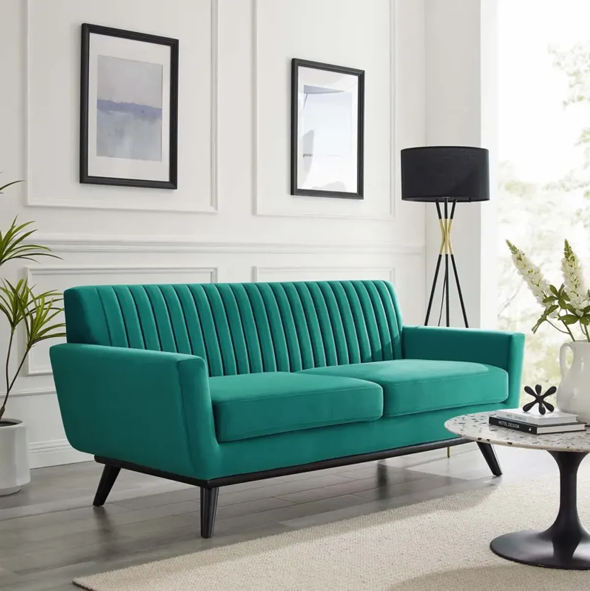 Engage Channel Tufted Performance Velvet Loveseat