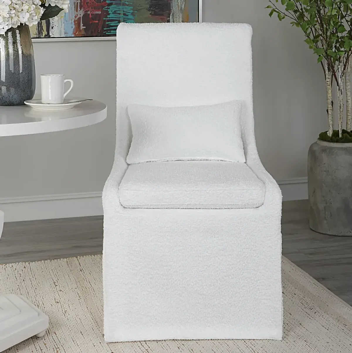 Coley White Armless Chair