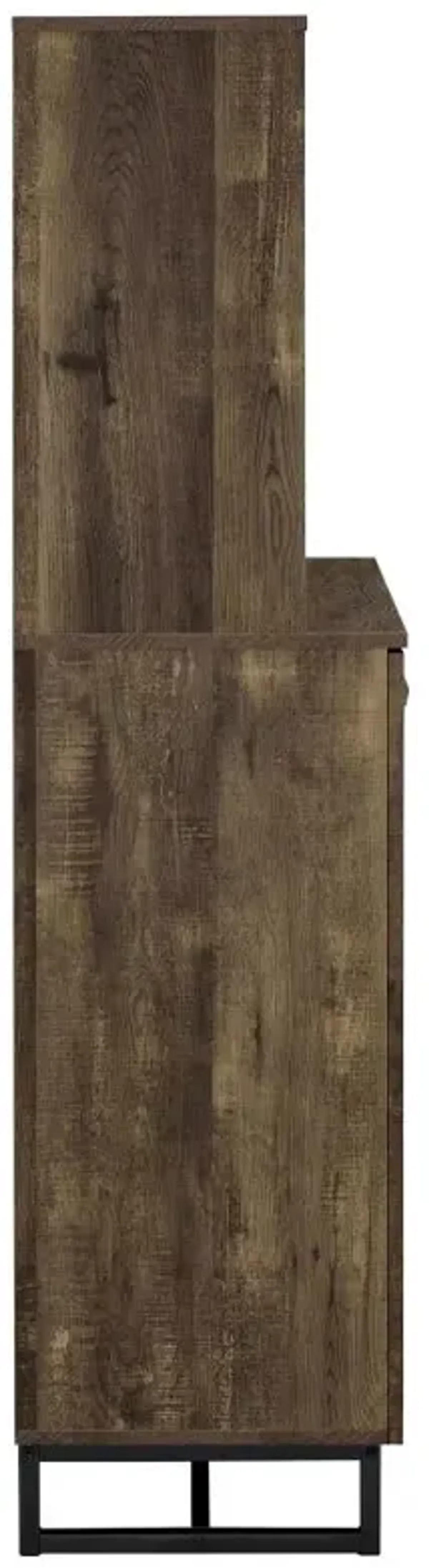 Mendoza 2-door Wine Cabinet Rustic Oak Herringbone and Gunmetal