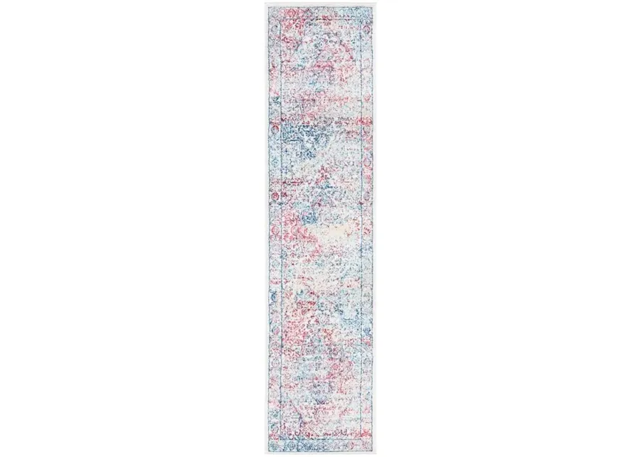 Brentwood 832 Ivory / Blue 2' X 10' Runner Powerloomed Rug