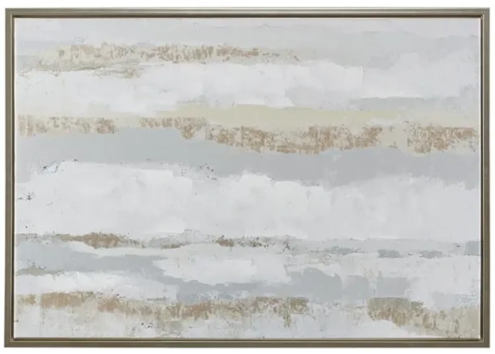 Madison Park Strato Natural Gold Foil and Hand Embellished Abstract Framed Canvas Wall Art