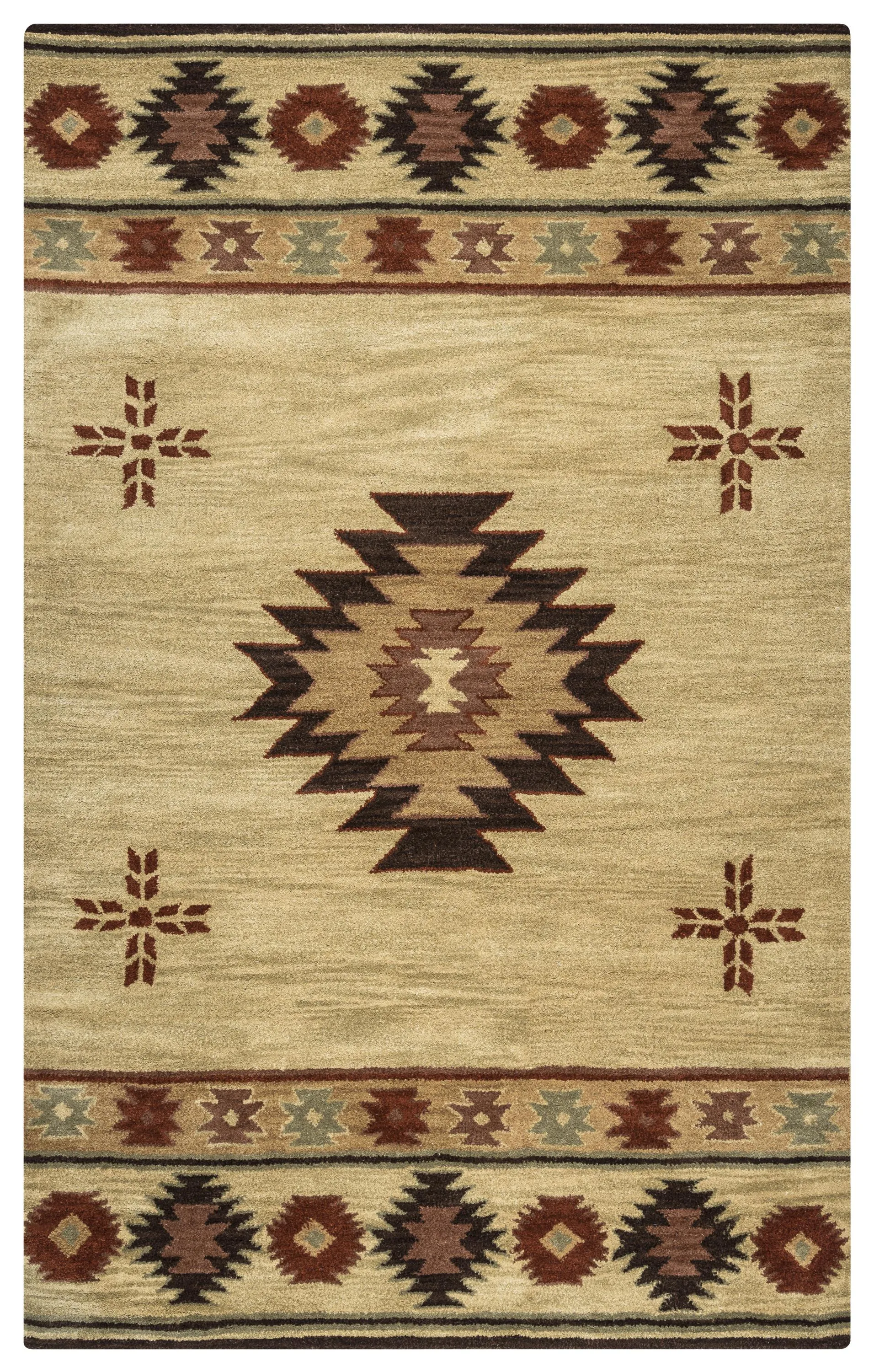 Southwest Beige Southwest/Tribal Wool 10' x 14' Rectangle Rug