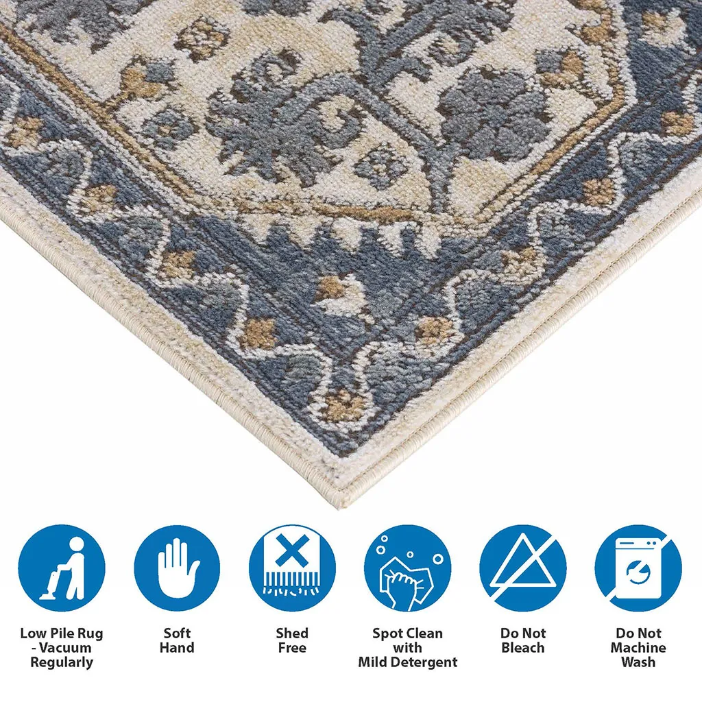 Madison Park Dakota Blue/Cream Tiled Border Area Rug