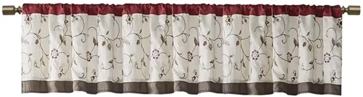 Madison Park Serene Red Embroidered Window Valance