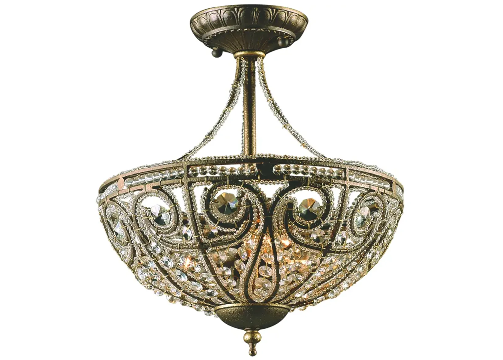 Elizabethan 13" Wide 3-Light Semi Flush Mount - Dark Bronze