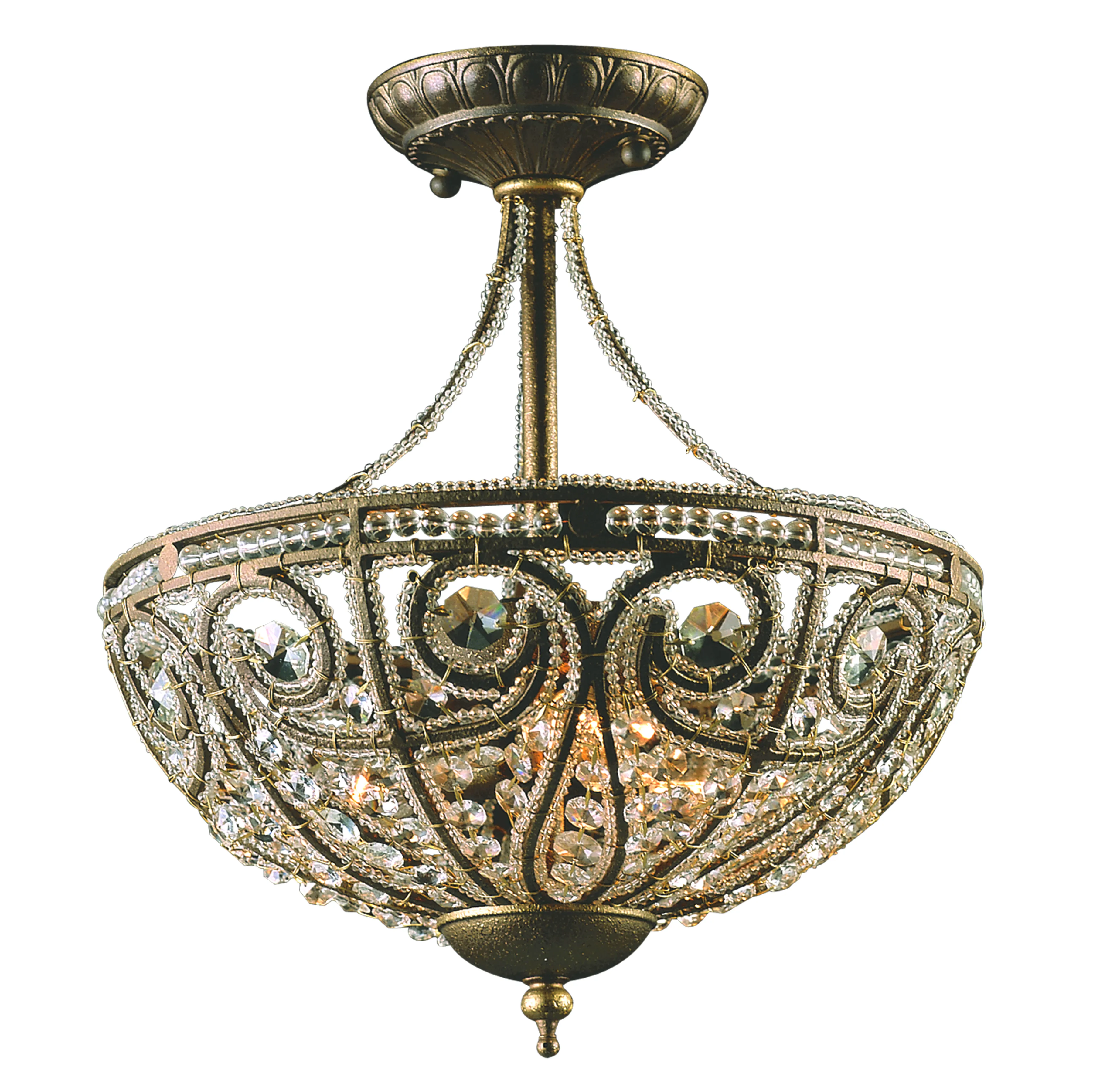 Elizabethan 13" Wide 3-Light Semi Flush Mount - Dark Bronze