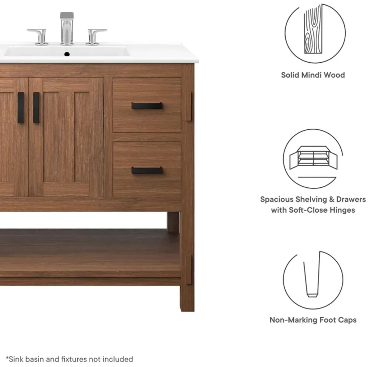 Ashlyn 36" Wood Bathroom Vanity Cabinet (Sink Basin Not Included)