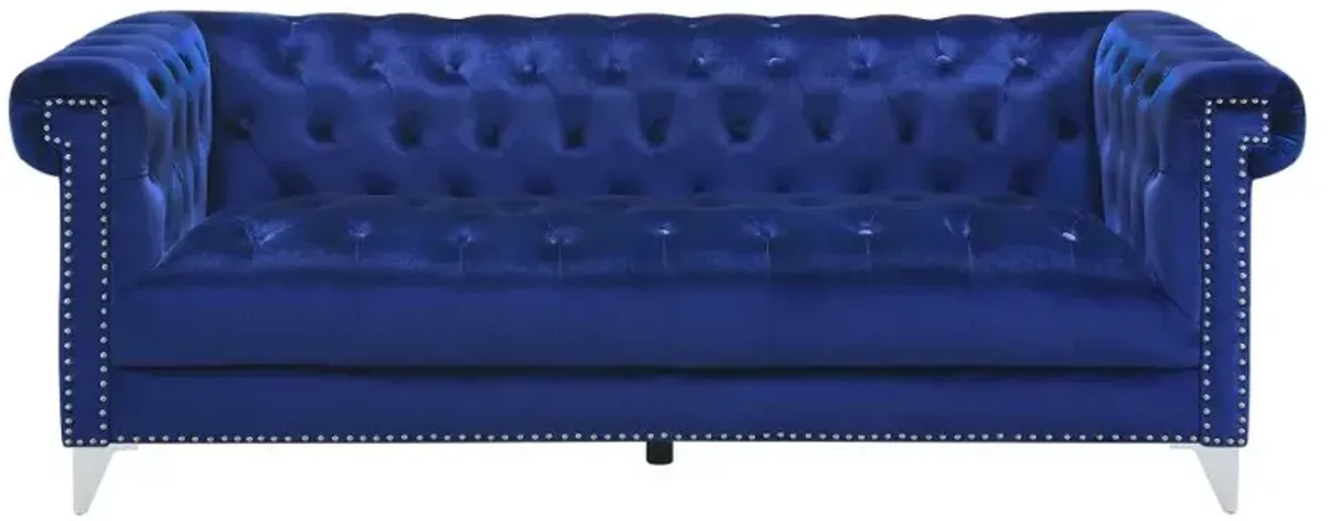 Bleker Tufted Tuxedo Arm Sofa Blue