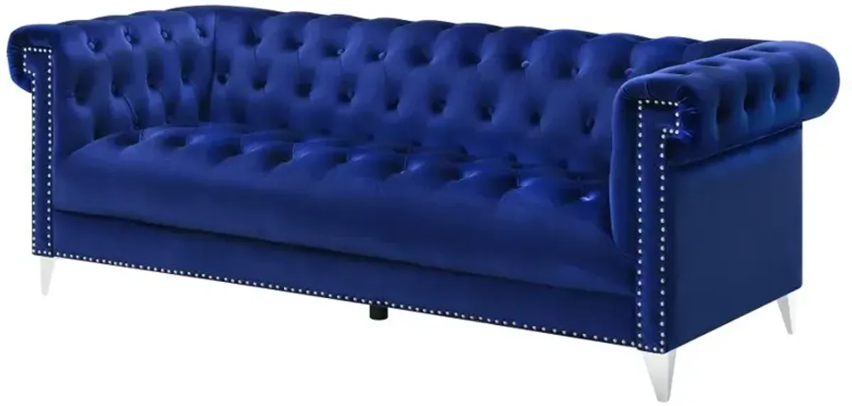 Bleker Tufted Tuxedo Arm Sofa Blue