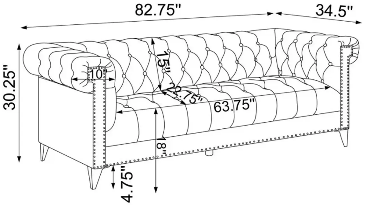 Bleker Tufted Tuxedo Arm Sofa Blue