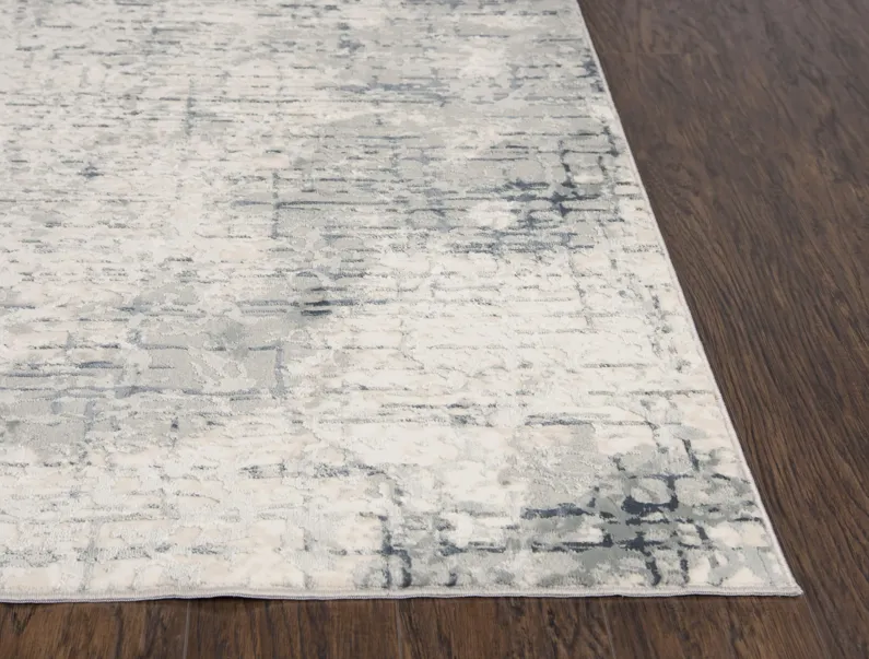 Chelsea Cream/Gray Abstract Polyester 3'11" x 5'6" Rectangle Rug