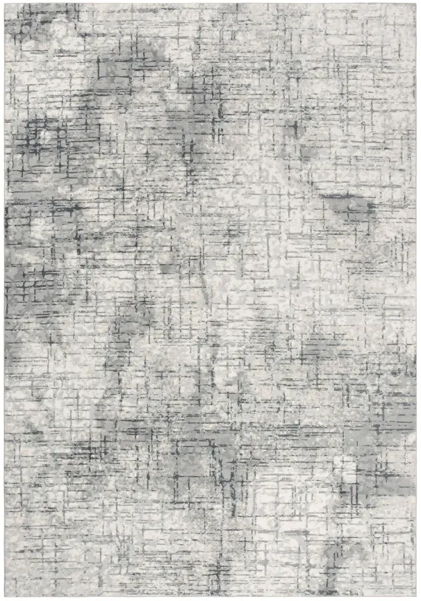 Chelsea Cream/Gray Abstract Polyester 3'11" x 5'6" Rectangle Rug