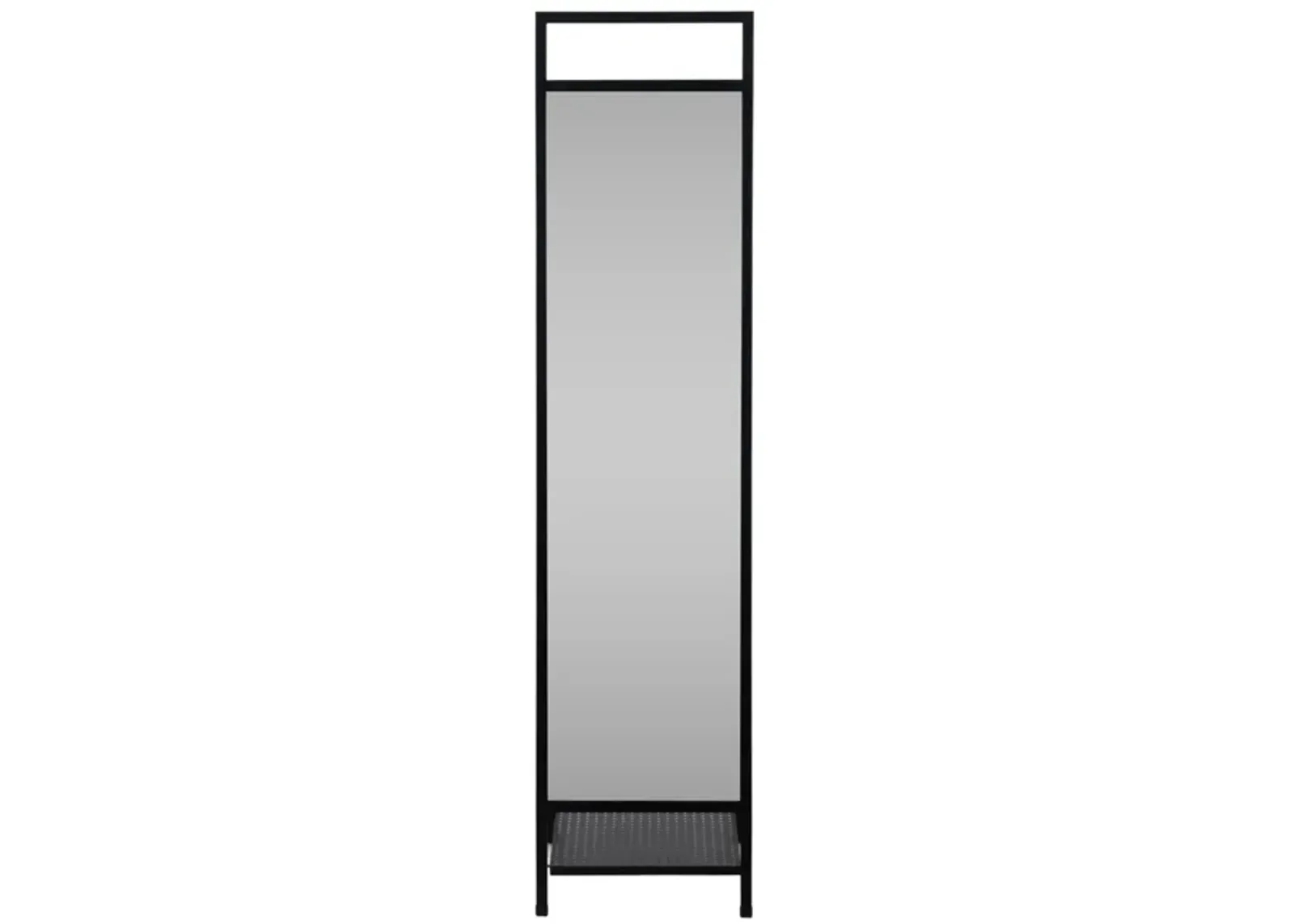 63" Standing Mirror W/ Hooks, Black