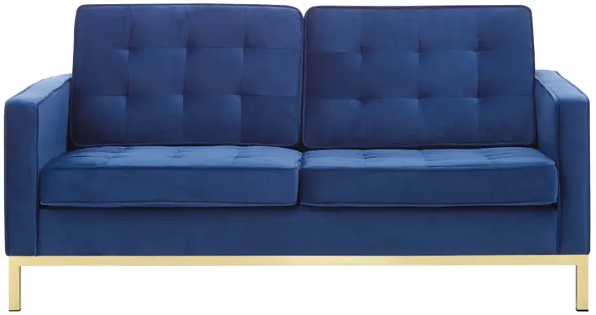 Loft Gold Stainless Steel Leg Performance Velvet Loveseat