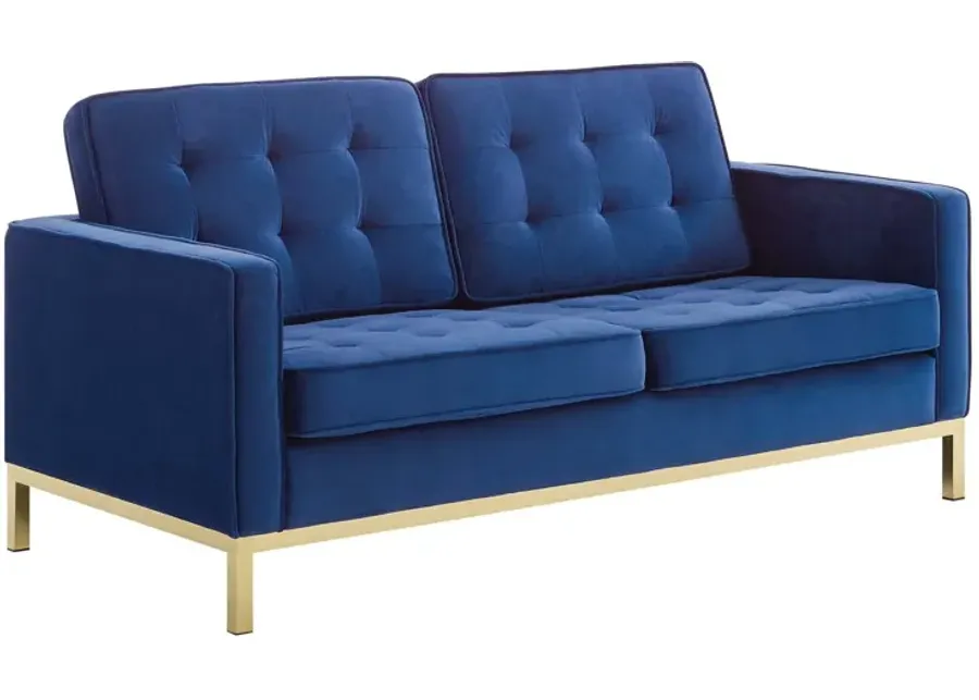 Loft Gold Stainless Steel Leg Performance Velvet Loveseat