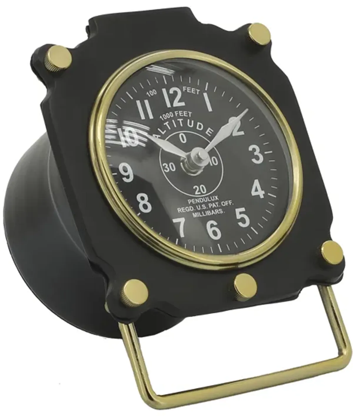 Metal, 5"h Altimeter Table Clock, Black