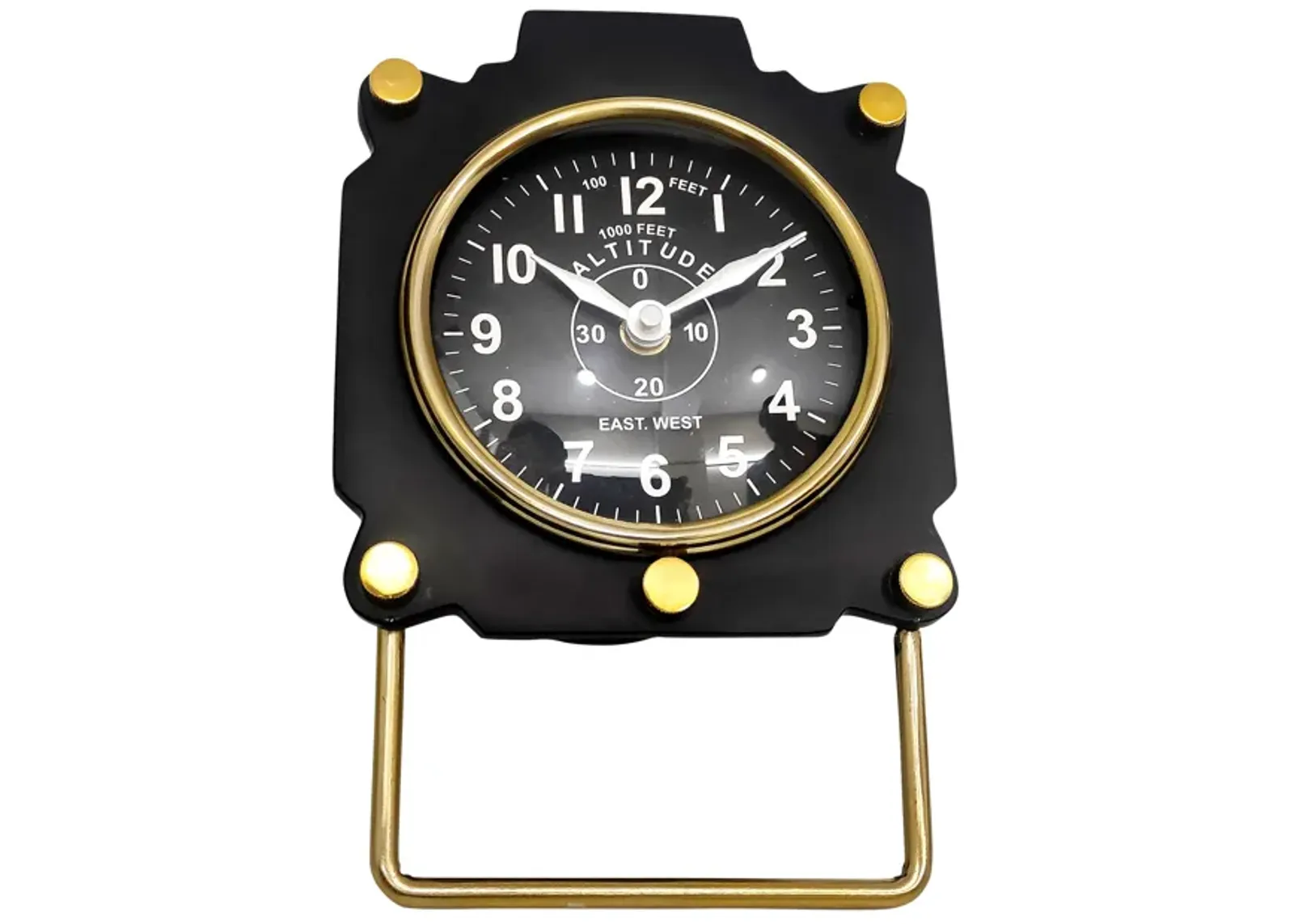 Metal, 5"h Altimeter Table Clock, Black