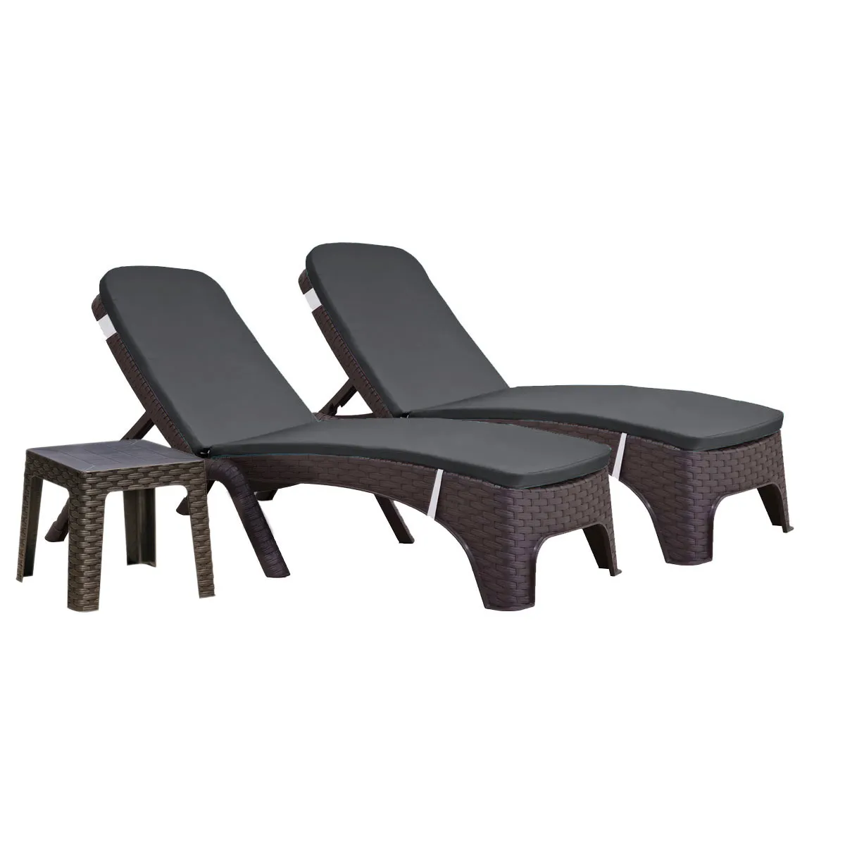 Roma 3-Piece Chaise Lounger Set w/cushion-Brown