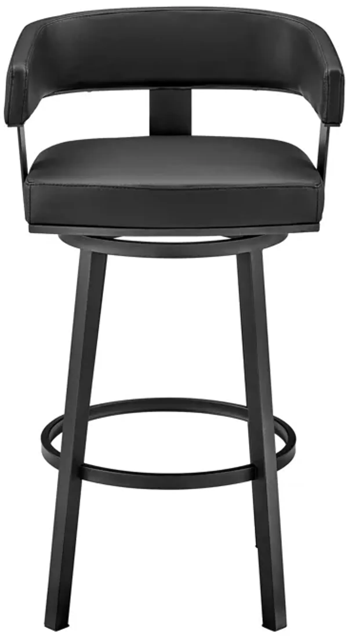 Lorin 26" Counter Height Swivel Bar Stool in Black Finish and Black Faux Leather