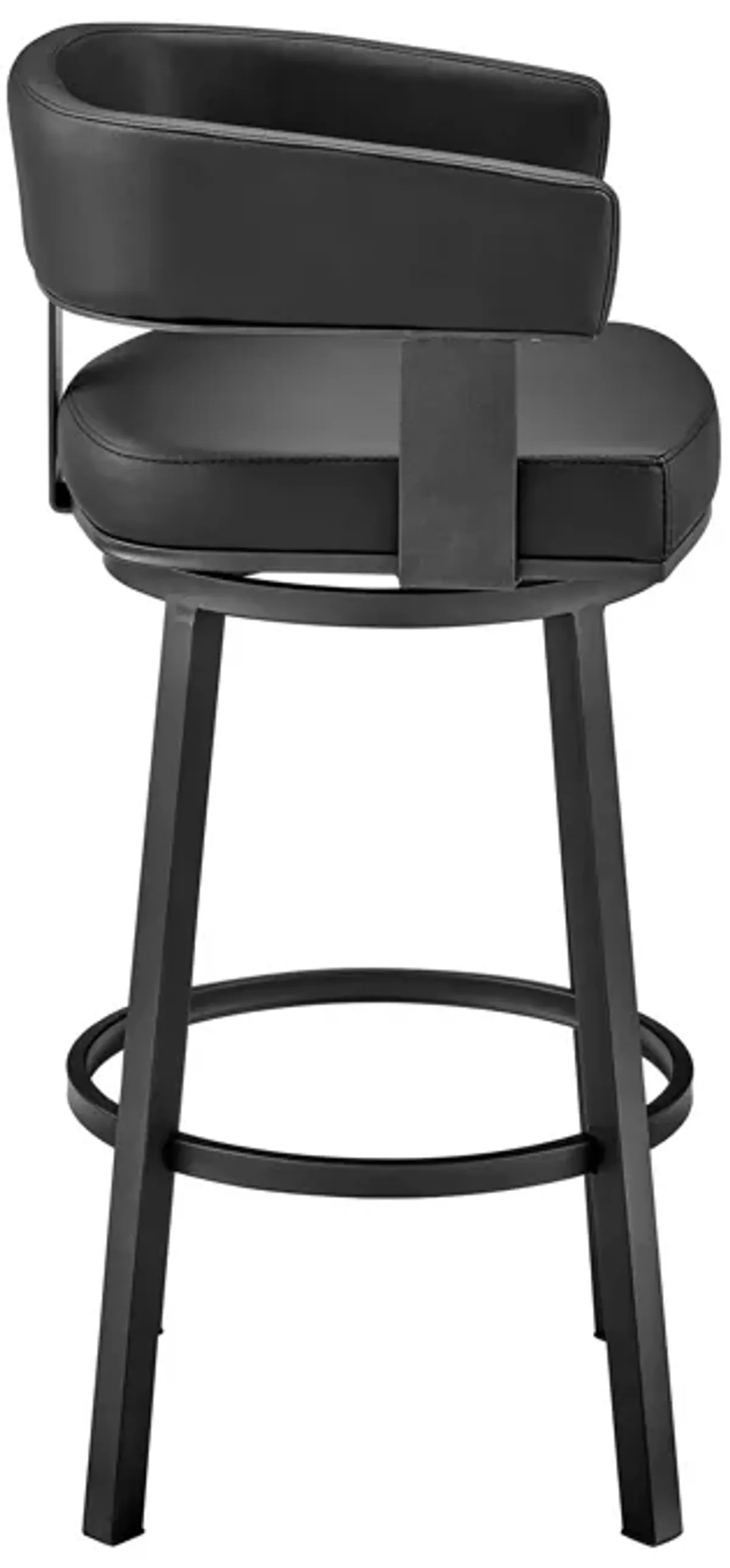 Lorin 26" Counter Height Swivel Bar Stool in Black Finish and Black Faux Leather