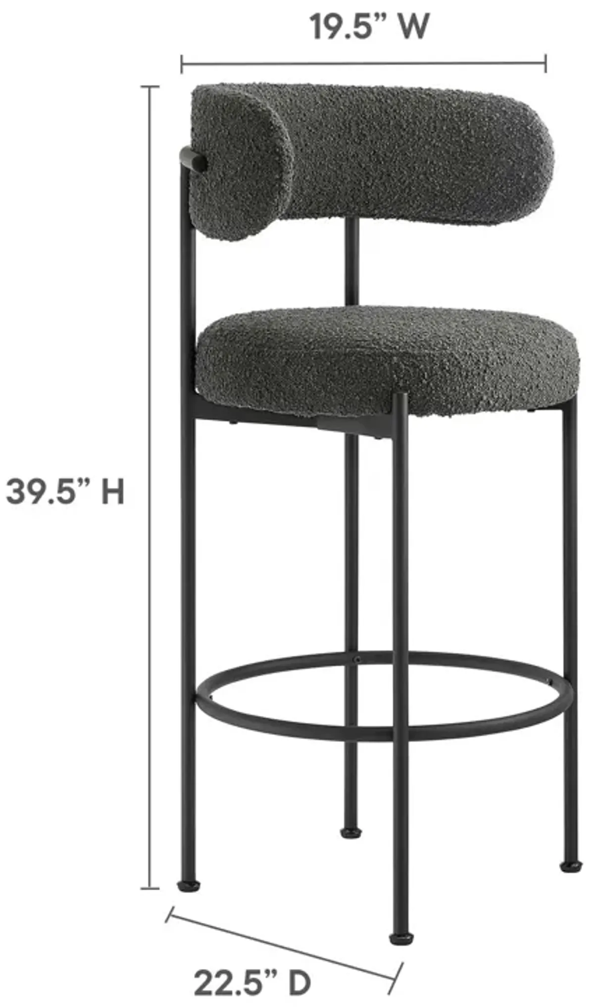 Albie Boucle Fabric Bar Stools - Set of 2