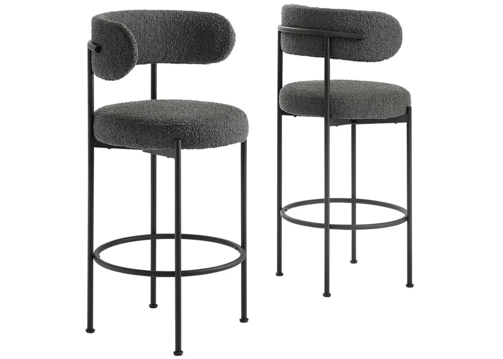 Albie Boucle Fabric Bar Stools - Set of 2