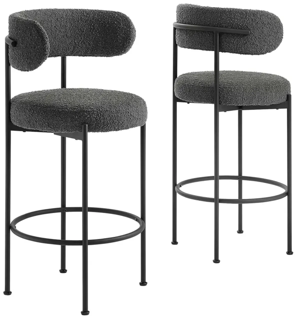 Albie Boucle Fabric Bar Stools - Set of 2