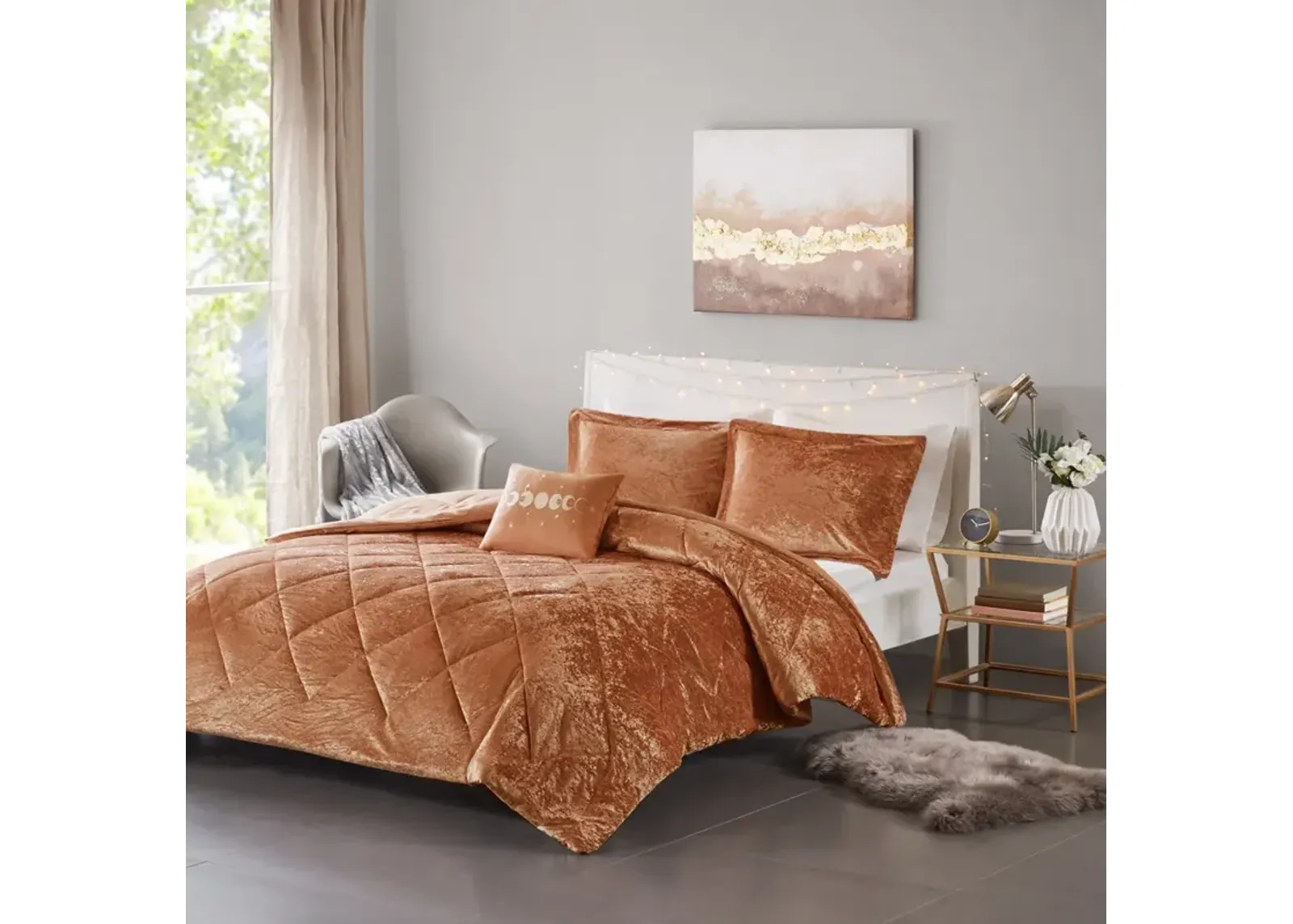 Velvet Comforter Set with Throw Pillow