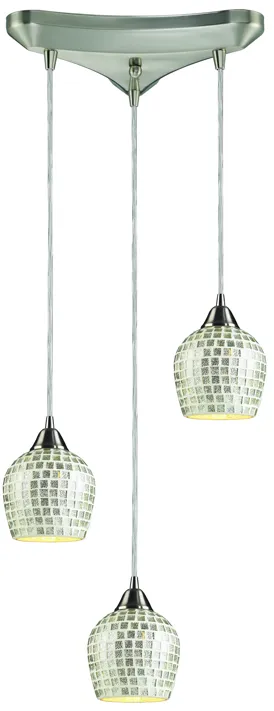 Fusion 10" Wide 3-Light Multi Pendant - Satin Nickel